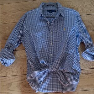 Ralph Lauren Men'swear Buttondown Navy Gingham Shirt with yellow horse